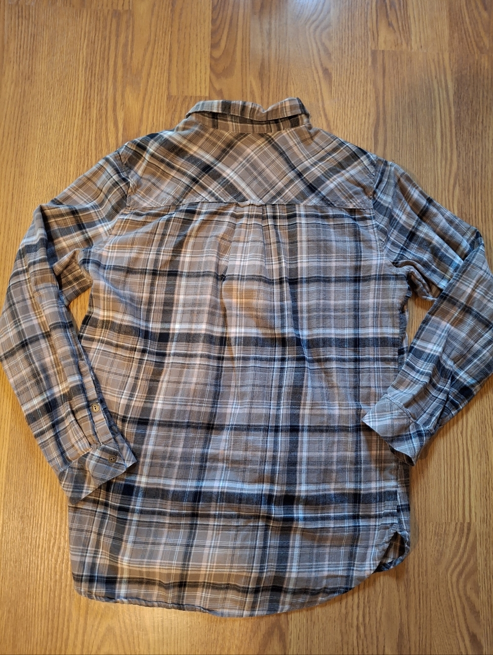 Sonoma Plaid Button-Up Shirt in Brown and Gray